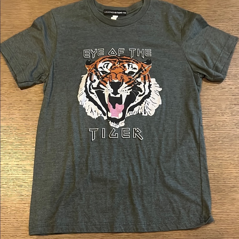 Dark green Graphic T-Shirt with Tiger Print